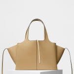 Celine Sand Supple Natural Calfskin Medium Tri-Fold Shoulder Bag