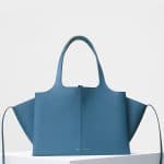 Celine Washed Blue Baby Grained Calfskin Small Tri-Fold Shoulder Bag