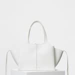 Celine White Baby Grained Calfskin Small Tri-Fold Shoulder Bag