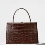 Celine Wood Crocodile Medium Clasp Bag