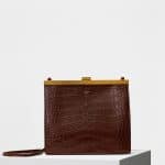 Celine Wood Crocodile Mini Clasp Shoulder Bag