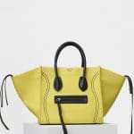 Celine Yellow Washed Canvas Medium Luggage Phantom Bag