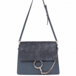 Chloe Silver Blue Suede:Leather Faye Medium Satchel Bag