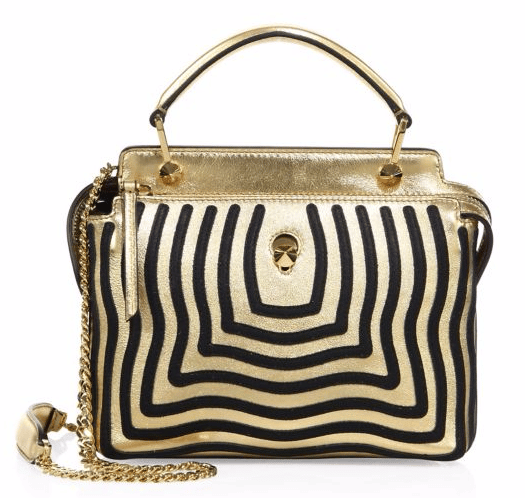 Fendi Dotcom Hypnotic Metallic Leather Shoulder Bag