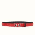 Fendi Red/Black No Words Fendi Faces Reversible Leather Belt