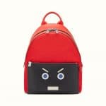 Fendi Red/Black Nylon and Leather No Words Fendi Faces Backpack Bag