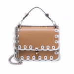 Fendi Tan Scalloped with Scrollwork Kan I Medium Bag