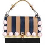 Fendi Tan/Blue/Black Striped Kan I Medium Bag