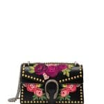 Gucci Black Multicolor Floral-Embroidered Small Dionysus Bag