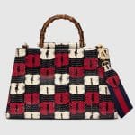 Gucci Blue/Red Printed Snakeskin Medium Nymphaea Top Handle Bag