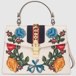 Gucci Sylvie Floral Embroidered Leather Top-Handle Satchel Bag 1