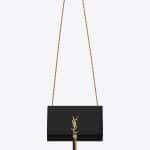 Saint Laurent Black Classic Medium Kate Monogram Tassel Bag