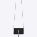 Saint Laurent Black Crocodile Embossed Kate Monogram Tassel Chain Wallet Bag