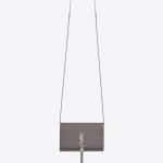 Saint Laurent Fog Crocodile Embossed Kate Monogram Tassel Chain Wallet Bag
