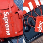 Supreme x Louis Vuitton Red Epi Backpack and Black Epi Card Holder and Pouch Bag
