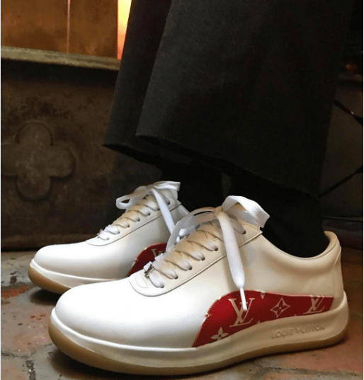 Louis Vuitton x Supreme 17 Year Leather Sneakers 61/2 Men's Red x White  CL0147