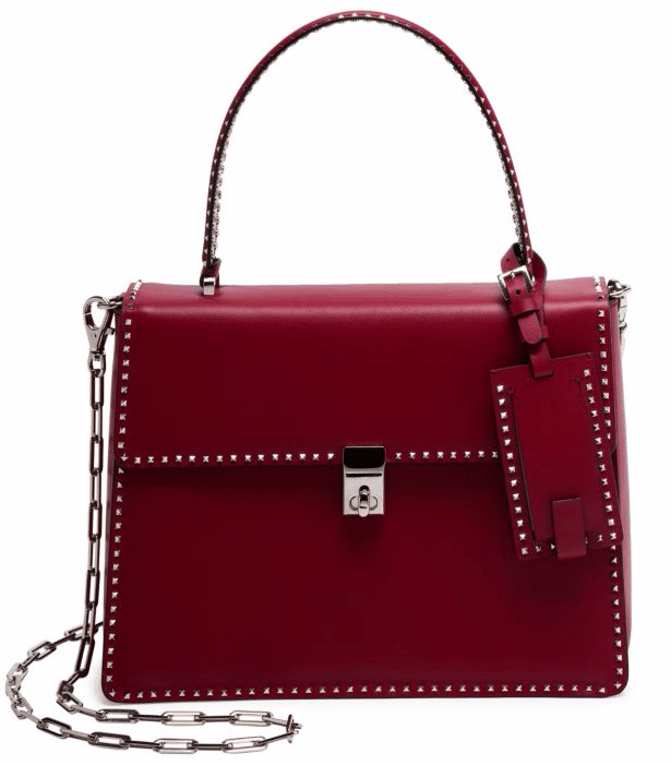 Valentino Rockstud Leather Top-Handle Satchel