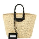 Balenciaga Beige Leather:Raffia Large Panier Tote Bag