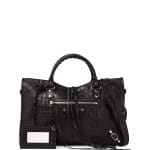 Balenciaga Black Crocodile Embossed Classic City Bag