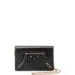 Balenciaga Black Crocodile Embossed Wallet on Chain Bag