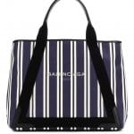 Balenciaga Bleu/Black Navy Striped Medium Cabas Tote Bag