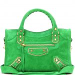 Balenciaga Grass Green Suede Metallic Edge Mini City Bag