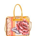 Balenciaga Yellow Floral Print Small Blanket Square Tote Bag