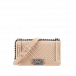 Chanel Beige Chevron Braided Old Medium Boy Chanel Flap Bag