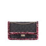 Chanel Black/Coral Denim/Braid 2.55 Reissue Size 226 Bag