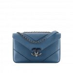 Chanel Blue Chevron Medium Flap Bag