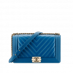 Chanel Blue Chevron New Medium Boy Chanel Flap Bag