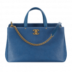 Chanel Blue Grained Calfskin Large Shopping Bag