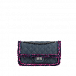 Chanel Blue/Dark Pink Denim/Braid 2.55 Reissue Size 225 Bag