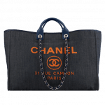 Chanel Blue/Orange Denim:Calfskin Deauville Large Shopping Bag
