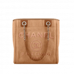 Chanel Camel Canvas with Sequins Deauville Mini Shopping Bag