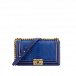 Chanel Dark Blue Python Old Medium Boy Chanel Flap Bag