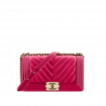 Chanel Fuchsia Chevron Old Medium Boy Chanel Flap Bag