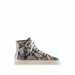 Chanel Gray/Green/Brown Python:Iridescent Goatskin High Cut Sneakers