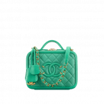 Chanel Green CC Filigree Vanity Case Small Bag