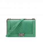 Chanel Green Chevron Braided New Medium Boy Chanel Flap Bag