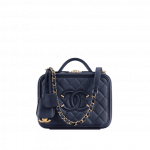 Chanel Navy Blue CC Filigree Vanity Case Small Bag