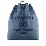 Chanel Navy Blue Canvas with Sequins Deauville Large Backpack Bag