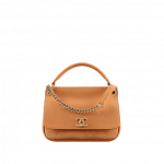 Chanel Orange Grained Calfskin Small Top Handle Flap Bag