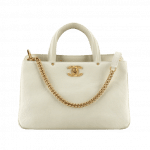 Chanel White Grained Calfskin Small Shopping Bag