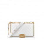 Chanel White Old Medium Boy Chanel Jacket Flap Bag