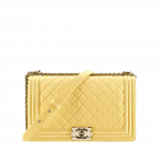 Chanel Yellow Quilted New Medium Boy Chanel Flap Bag
