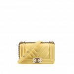 Chanel Yellow Small Chevron Boy Chanel Flap Bag