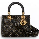 Dior Black Studded Lambskin Supple Lady Dior Bag