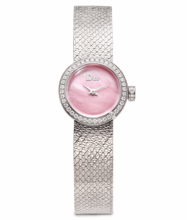 Dior La D de Dior Diamond, Pink Mother-Of-Pearl & Stainless Steel Bracelet Watch