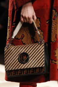 Fendi Brown Striped and Zucca Pattern Flap Bag - Fall 2017